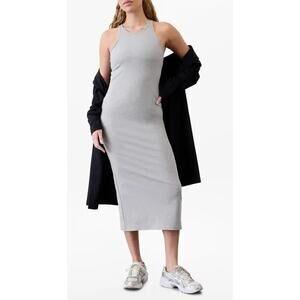 Athleta Signature Rib Tank Maxi Dress Gray Medium Tall